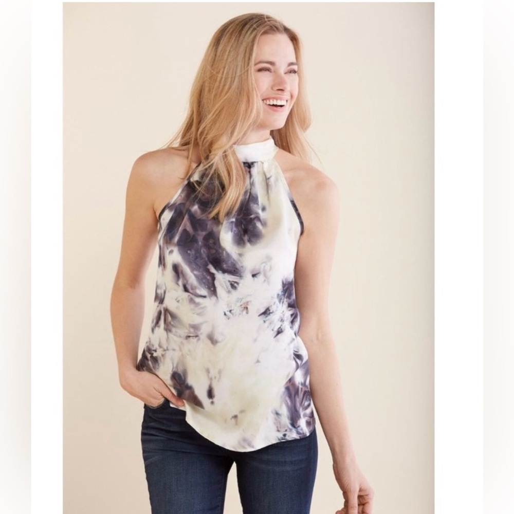 Evereve -Peyton Jensen Halter Top, v-neck back with bow/tie detail, size XL